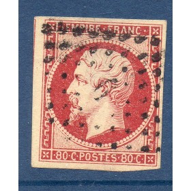 Timbre France Yvert No 17A Empire 80c carmin Oblitéré