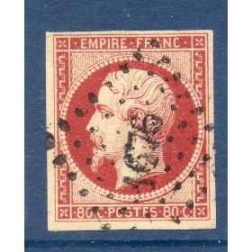 Timbre France Yvert No 17A Empire 80c carmin Oblitéré petits chiffres
