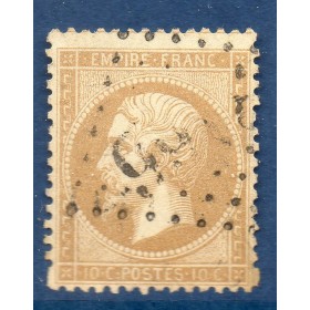Timbre France Yvert No 21 Empire 10c bistre Oblitéré gros chiffres