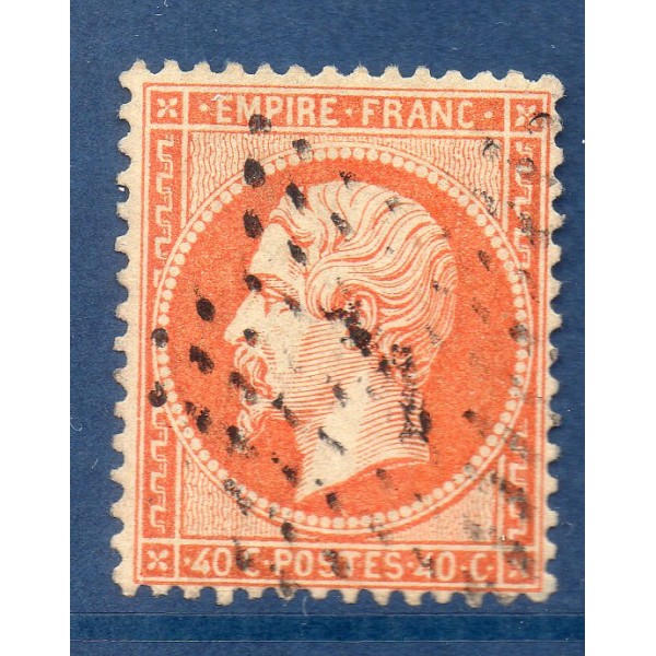 Timbre France Yvert No 23b Empire 40c orange vif Oblitéré étoile de Paris