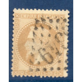 Timbre France Yvert No 28B Empire Lauré 10c bistre Oblitéré gros chiffres