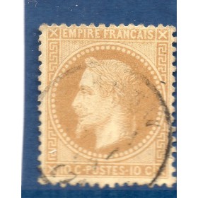 Timbre France Yvert No 28B Empire Lauré 10c bistre Oblitéré CaD