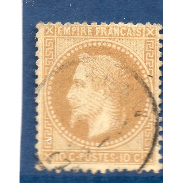Timbre France Yvert No 28B Empire Lauré 10c bistre Oblitéré CaD