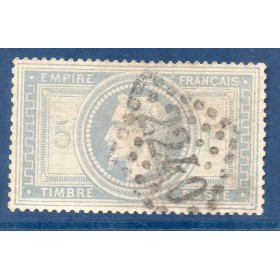 Timbre France Yvert No 33 Empire Lauré 5 fr violet-gris Oblitéré Gros chiffres signé Calves
