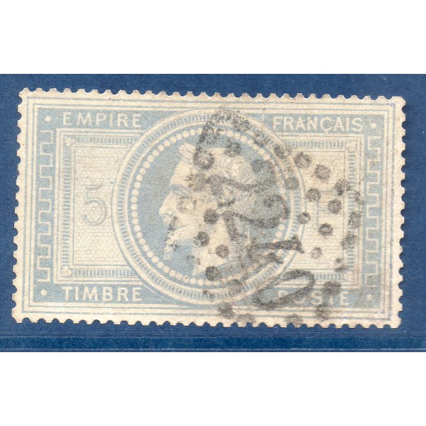 Timbre France Yvert No 33 Empire Lauré 5 fr violet-gris Oblitéré Gros chiffres signé Calves