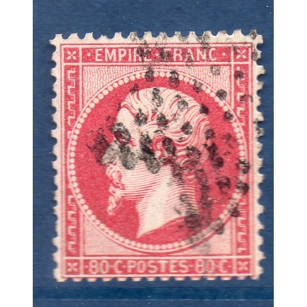 Timbre France Yvert No 24 Empire 80c rose Oblitéré étoile de Paris