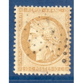 Timbre France Yvert No 36 Cérès Siège de Paris 10 c bistre-jaune Oblitéré