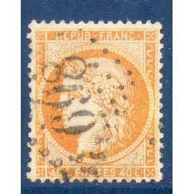 Timbre France Yvert No 38 Cérès Siège de Paris 40 c orange Oblitéré gros chiffres