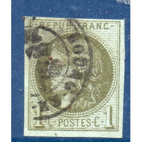 Timbre France Yvert No 39C Émission de Bordeaux 1c olive Oblitéré CaD type 17