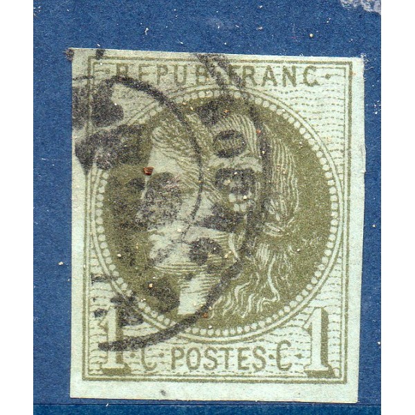Timbre France Yvert No 39C Émission de Bordeaux 1c olive Oblitéré CaD type 17