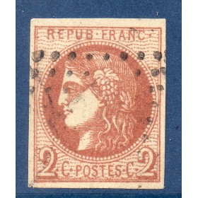 Timbre France Yvert No 40B Émission de Bordeaux 2c brun-rouge Oblitéré