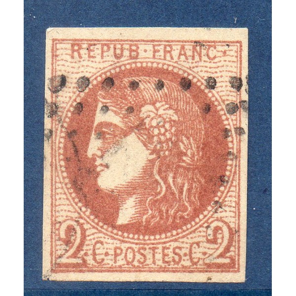 Timbre France Yvert No 40B Émission de Bordeaux 2c brun-rouge Oblitéré