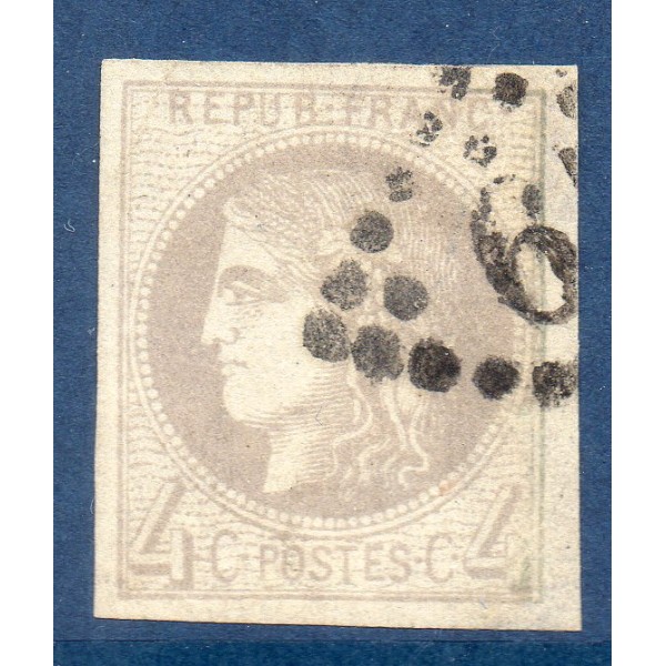 Timbre France Yvert No 41B Émission de Bordeaux 4c gris Oblitéré gros chiffres