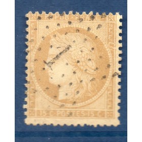 Timbre France Yvert No 59 Type Cérès 15c bistre Oblitéré étoile de Paris
