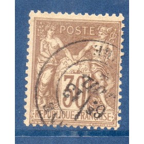 Timbre France Yvert No 69 Type I Sage 30c brun clair Oblitéré cachet à date