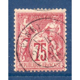 Timbre France Yvert No 71 Type I Sage 75c carmin Oblitéré cachet à date