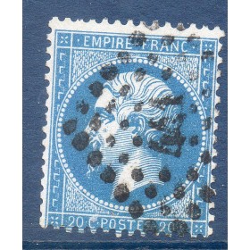 Timbre France Yvert No 22 Empire 20c bleu Oblitéré petits chiffres