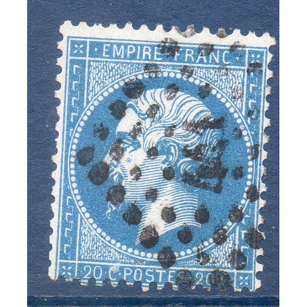 Timbre France Yvert No 22 Empire 20c bleu Oblitéré petits chiffres