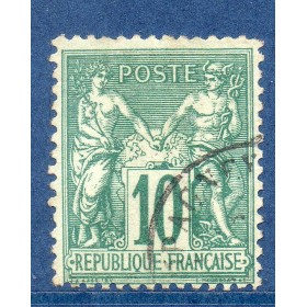 Timbre France Yvert No 76 Type II Sage 10c vert Oblitéré