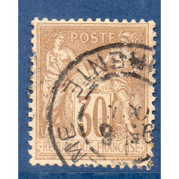 Timbre France Yvert No 80 Type II Sage 30c brun-jaune Oblitéré