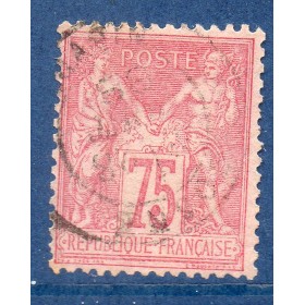 Timbre France Yvert No 81 Type II Sage 75c rose Oblitéré