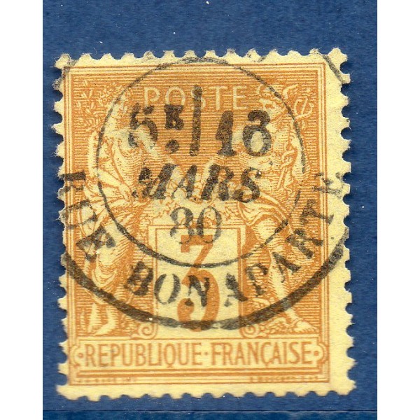 Timbre France Yvert No 86 Type II Sage 3c bistre-jaune Oblitéré