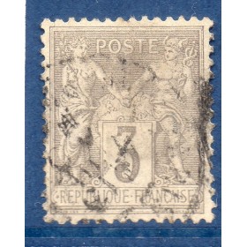 Timbre France Yvert No 87 Type II Sage 3c gris Oblitéré