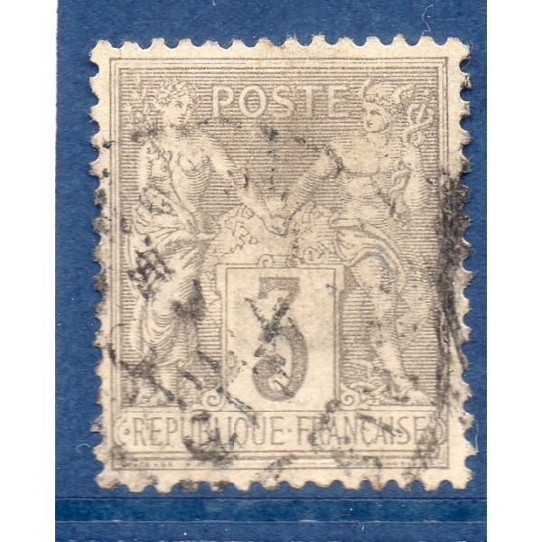 Timbre France Yvert No 87 Type II Sage 3c gris Oblitéré