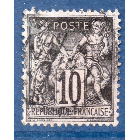 Timbre France Yvert No 89 Type II Sage 10c noir s. lilas Oblitéré