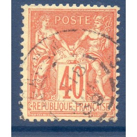 Timbre France Yvert No 94 Type II Sage 40c orange Oblitéré