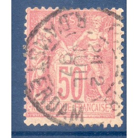 Timbre France Yvert No 98a Type II Sage 50c rose pâle Oblitéré