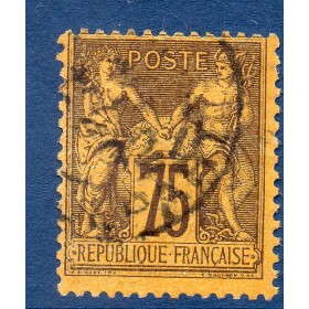 Timbre France Yvert No 99 Type II Sage 75c violet s. orange Oblitéré