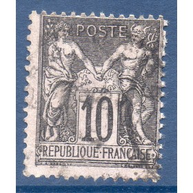 Timbre France Yvert No 103 Type I Sage 10c noir s. lilas Oblitéré