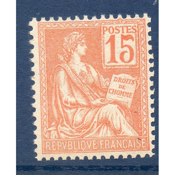 Timbre France Yvert No 117 Mouchon Type II 15c Orange neuf **