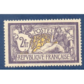 Timbre France Yvert No 122 Type Merson 2F Violet et jaune neuf ** signé Calves