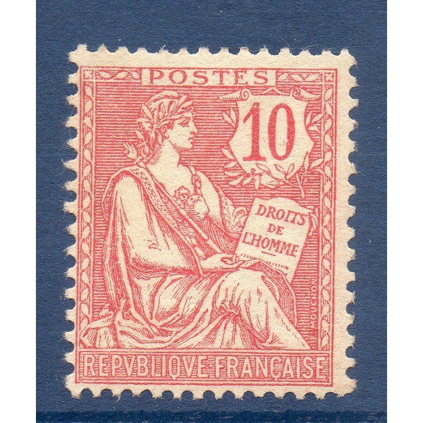 Timbre France Yvert No 124 Type Mouchon retouché 10c Rose neuf **