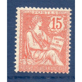 Timbre France Yvert No 125 Type Mouchon 15c Vermillon neuf **