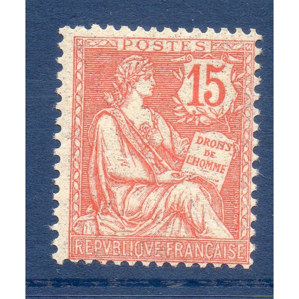 Timbre France Yvert No 125 Type Mouchon 15c Vermillon neuf **
