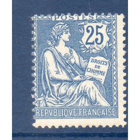 Timbre France Yvert No 127 Type Mouchon 25c Bleu neuf **