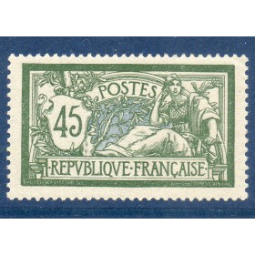 copy of Timbre France Yvert No 143 Type merson 45c Vert et bleu neuf ** petit pli