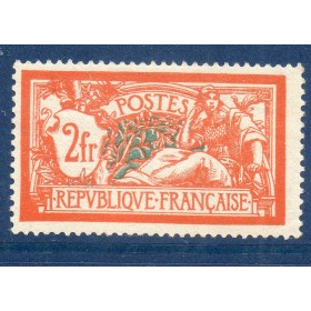 Timbre France Yvert No 145 Type merson 2f orange et vert bleu neuf ** petit pli d'angle