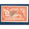 Timbre France Yvert No 145 Type merson 2f orange et vert bleu neuf ** petit pli d'angle