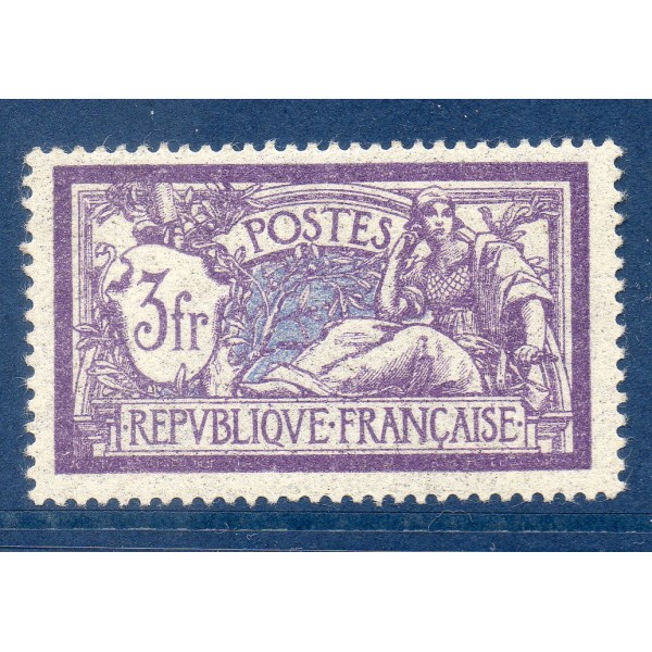 Timbre France Yvert No 206 merson 3 franc violet et bleu **
