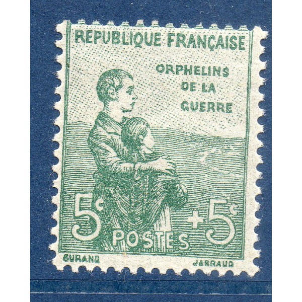 Timbre France Yvert No 149 Orphelin de la Guerre Vert neuf **