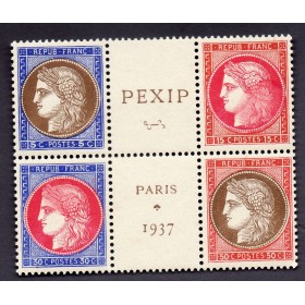 Timbre France Yvert No 348-351 centre du bloc PEXIP neuf * petites adhérences