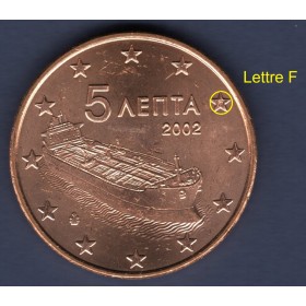 Pièce de 5 centimes d'Euro Grèce, Lettre F (2002)