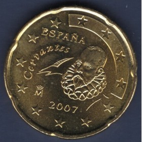 Pièce de 20 centimes d'Euro Espagne - 1er Type, 2ème Carte (2007-2009)