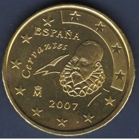 Pièce de 50 centimes d'Euro Espagne - 1er Type, 2ème Carte (2007-2009)