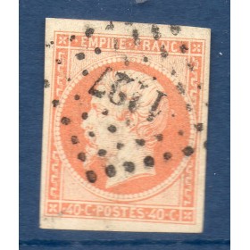 Timbre France Yvert No 16j Empire 40c orange pale Oblitéré petits chiffres