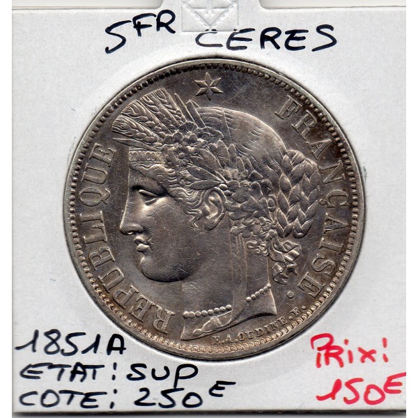 5 francs Cérès 1851 A Paris Sup